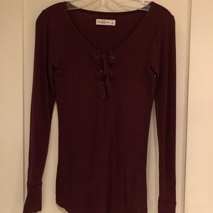 Maroon lace up shirt